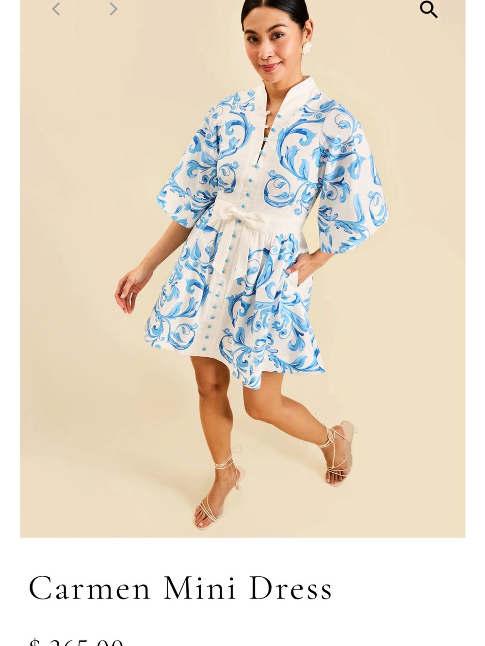 Carmen Mini Dress by  (White & Sky Blue)